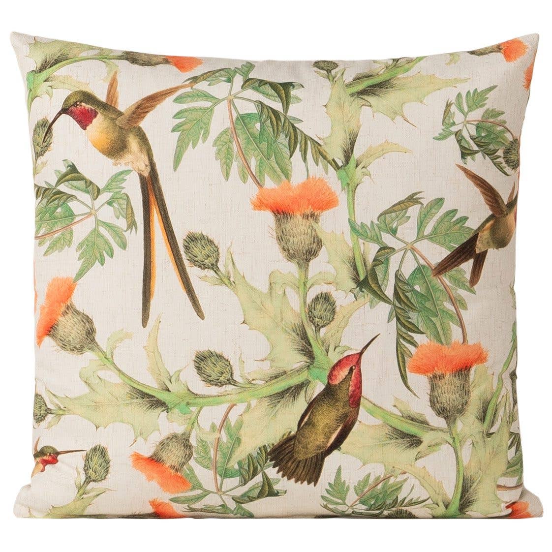 Smithsonian Flying Jewels Hummingbird Print Throw Pillow: 20 x 20