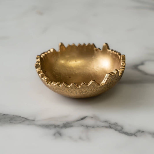 Gold Round Torn Edge Textured Bowl Small