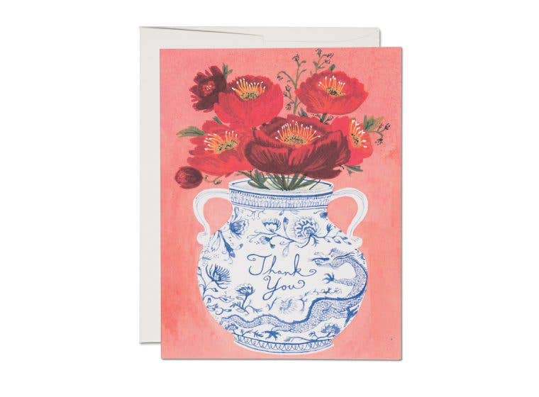 Dragon Vase thank you greeting card: Singles