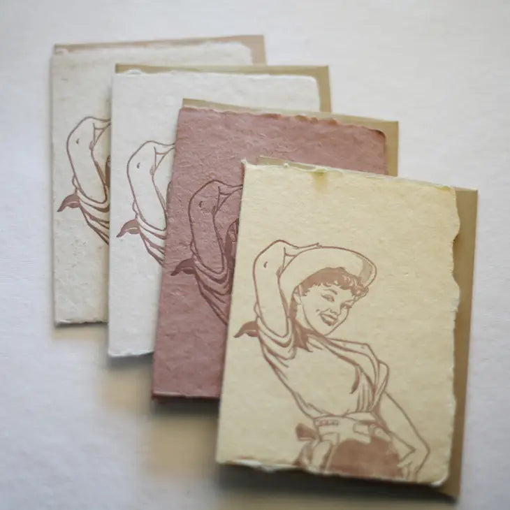 Heehaw! Letterpress card pack - Cowgirl