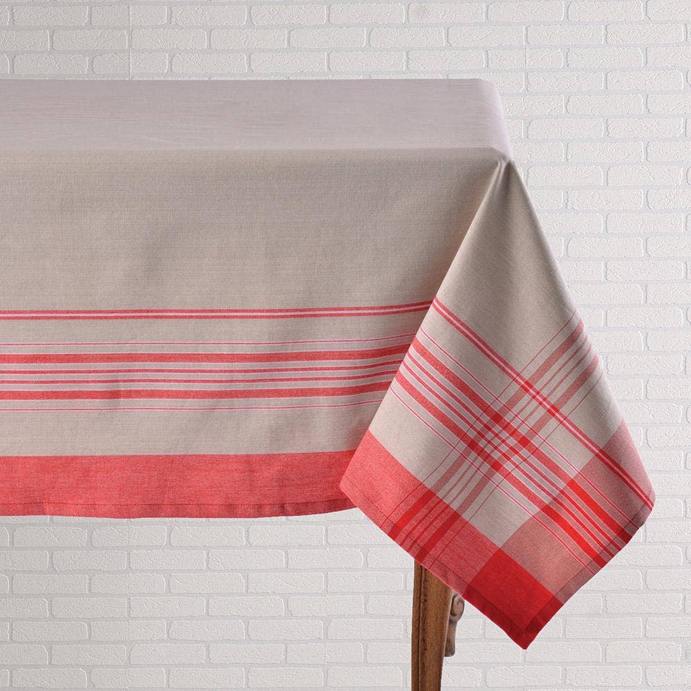 Vintage Inspired French Red Tablecloth: 60"X120"