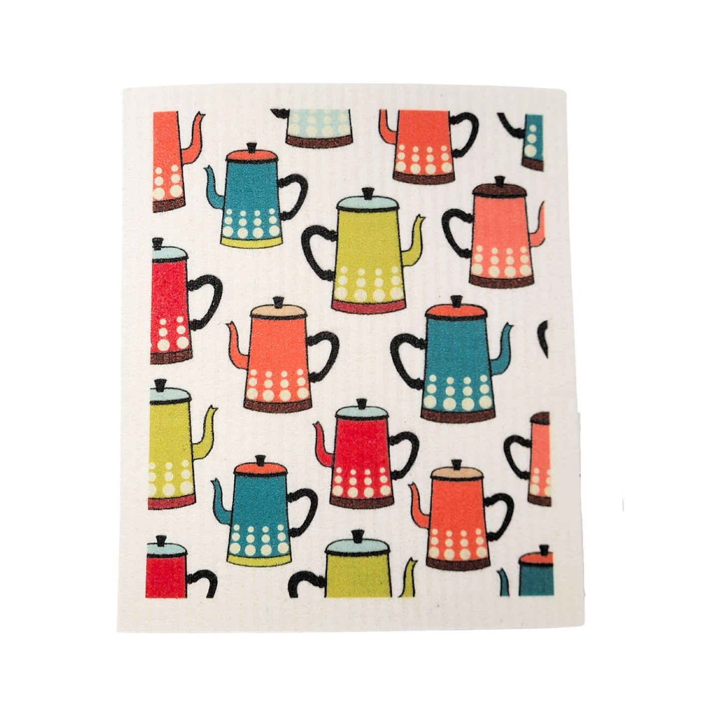 Tea Pot Patterned Swedish Dishcloth - Sponge Cloth