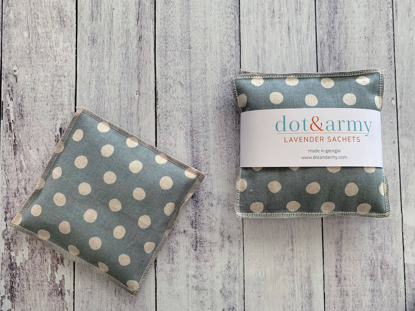 Floral and Dot Linen Lavender Sachets, set of three