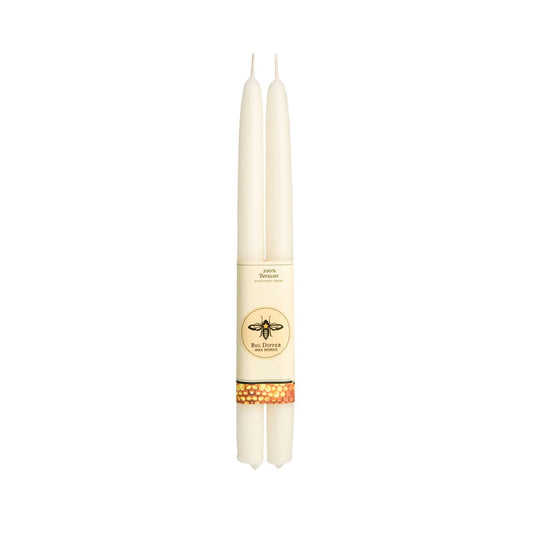 100% Pure Beeswax Tapers- Ivory